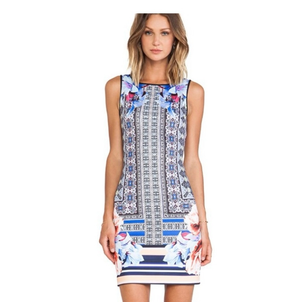 Clover Canyon Multicolor Byzantine Scarf Neoprene Dress Size Women’s Medium
